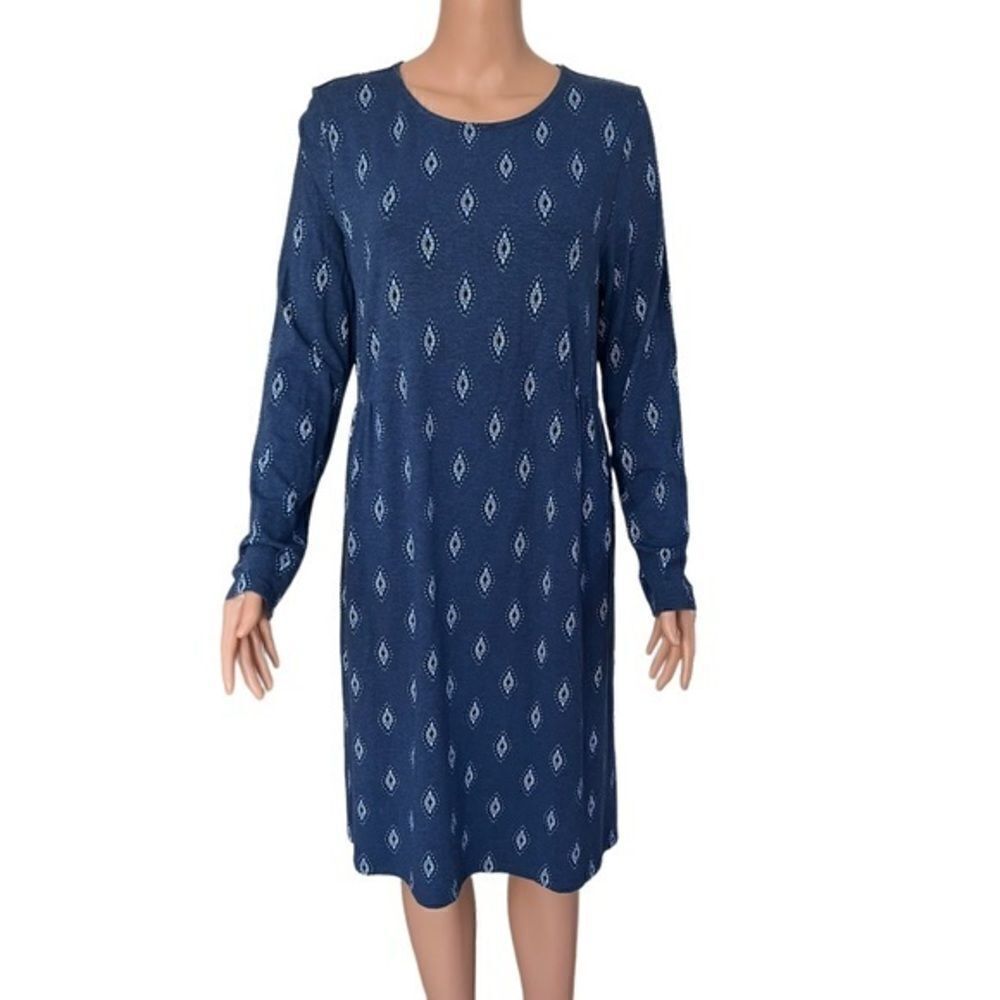 J.Jill Long Sleeve Knit Dress cotton blend side pockets size M